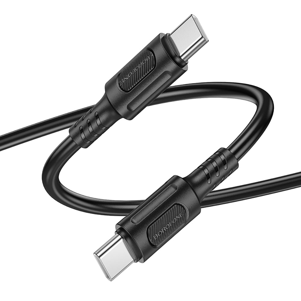 Borofone - Data Cable Feliz Series (BX111) - Type-C to Type-C, PVC, Universal, 60W, 3A, 1m - Black