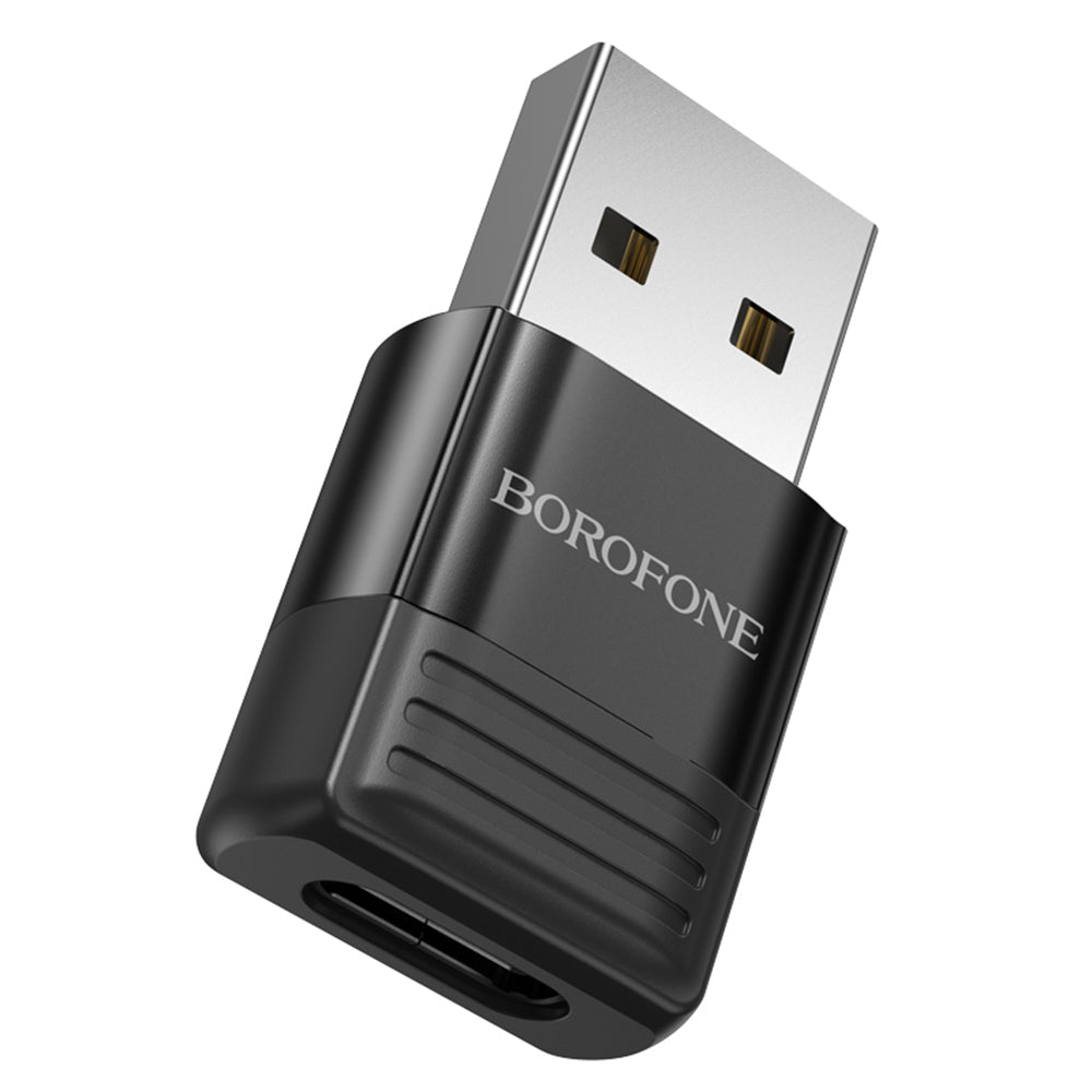 Borofone - Adapter (BV18) - USB2.0 Male to Type-C Female, Data Transmission, OTG Function, Fast Charge up to 3A - Black