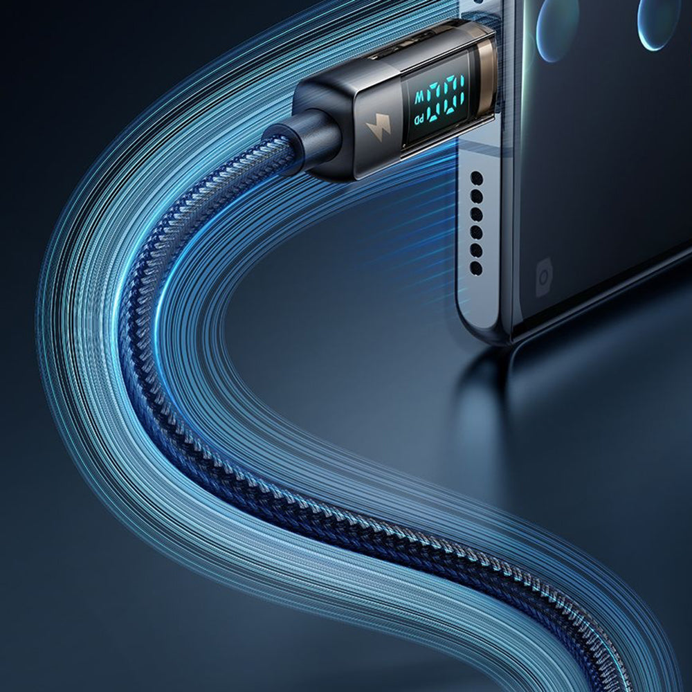 Mcdodo - Data Cable (CA-3630) - Type-C to USB-A, 6A Digital Display, Auto Power Off, Transparent Design, 1.2m - Black