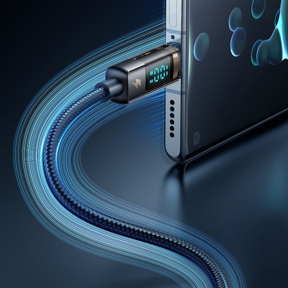 Mcdodo - Data Cable (CA-3610) - Type-C to Type-C, 100W, Digital Display, Auto Power Off, Transparent Design, 1.2m - Black