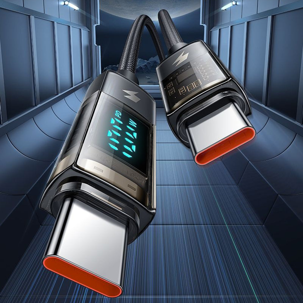 Mcdodo - Data Cable (CA-3610) - Type-C to Type-C, 100W, Digital Display, Auto Power Off, Transparent Design, 1.2m - Black