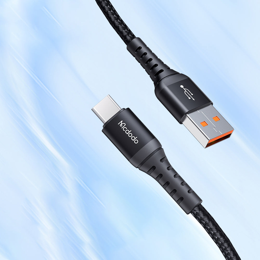 Mcdodo - Data Cable (CA-2271) - USB to Type-C, Nylon Braided, Aluminum Alloy, Support QC4.0/3.0, 1m - Black