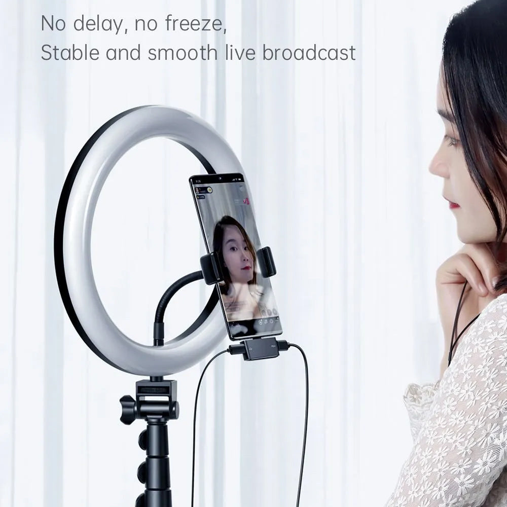 Mcdodo - Audio Adapter (CA-7670) - Type-C to 2x Type-C, PD60W Fast charge, Hi-Res, DAC chip, Suport Call Function - Black