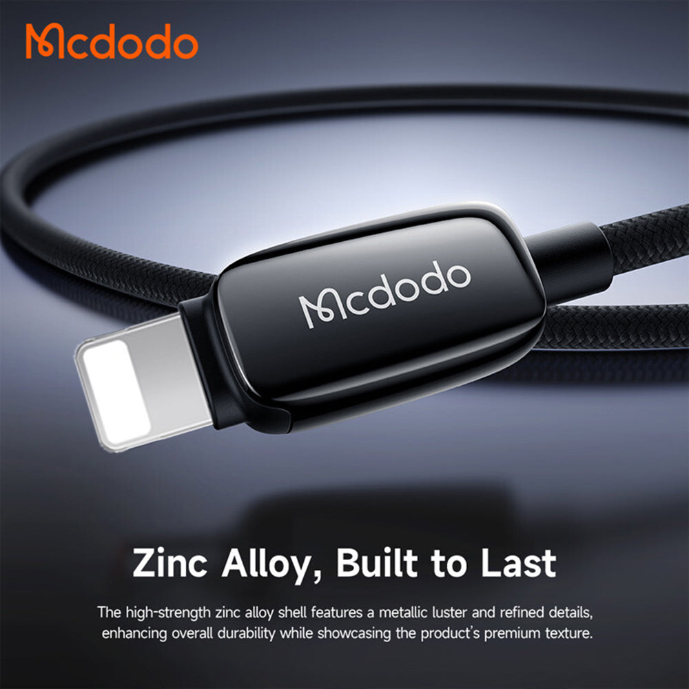 Mcdodo - Data Cable (CA-0010) - with Auto Brightness Adjustment, USB-A to Lightning, 3A, 1.2m - Black
