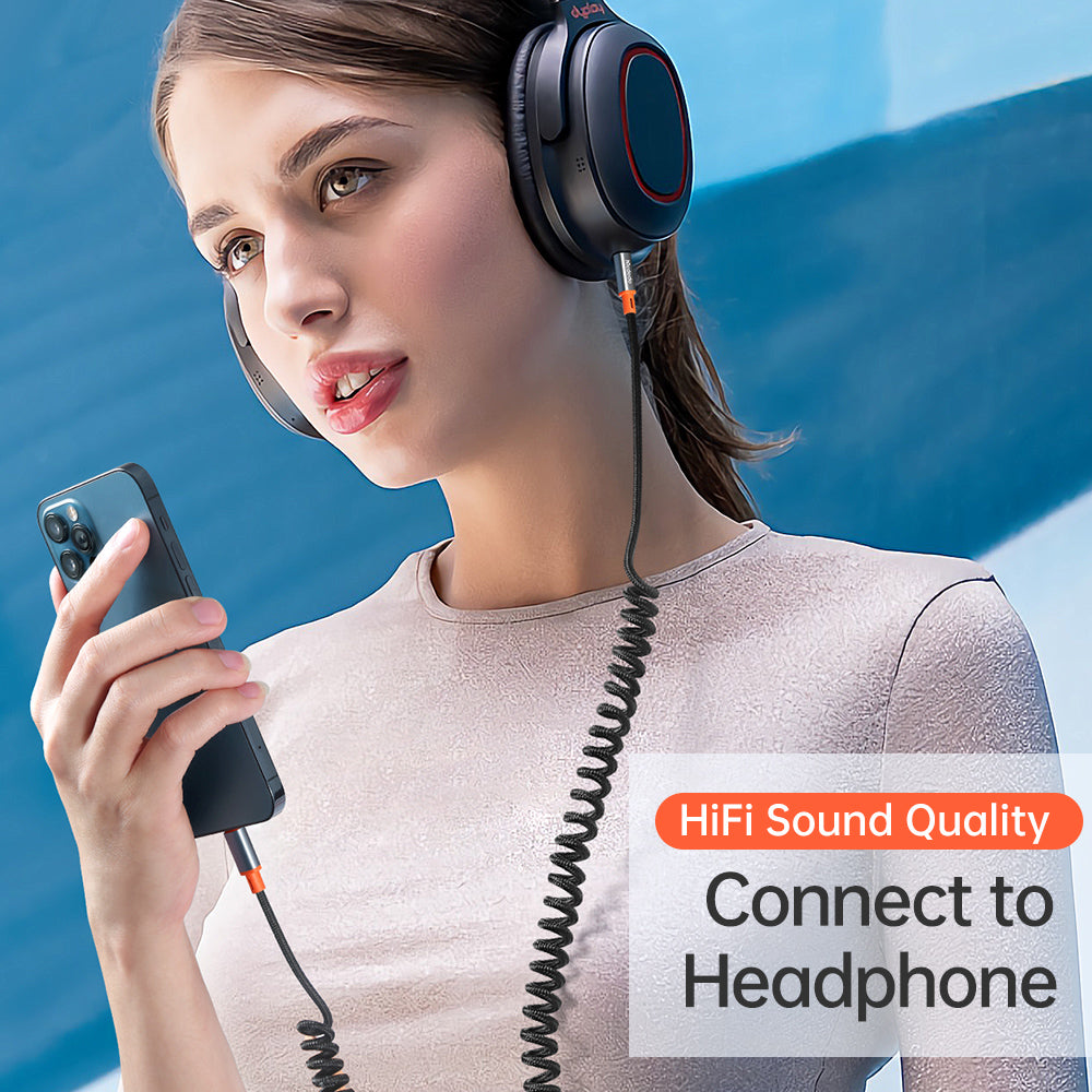 Mcdodo - Audio Cable (CA-0890) - Lightning to Jack 3.5mm, Coil Design, Nylon Braided, 1.8m - Black