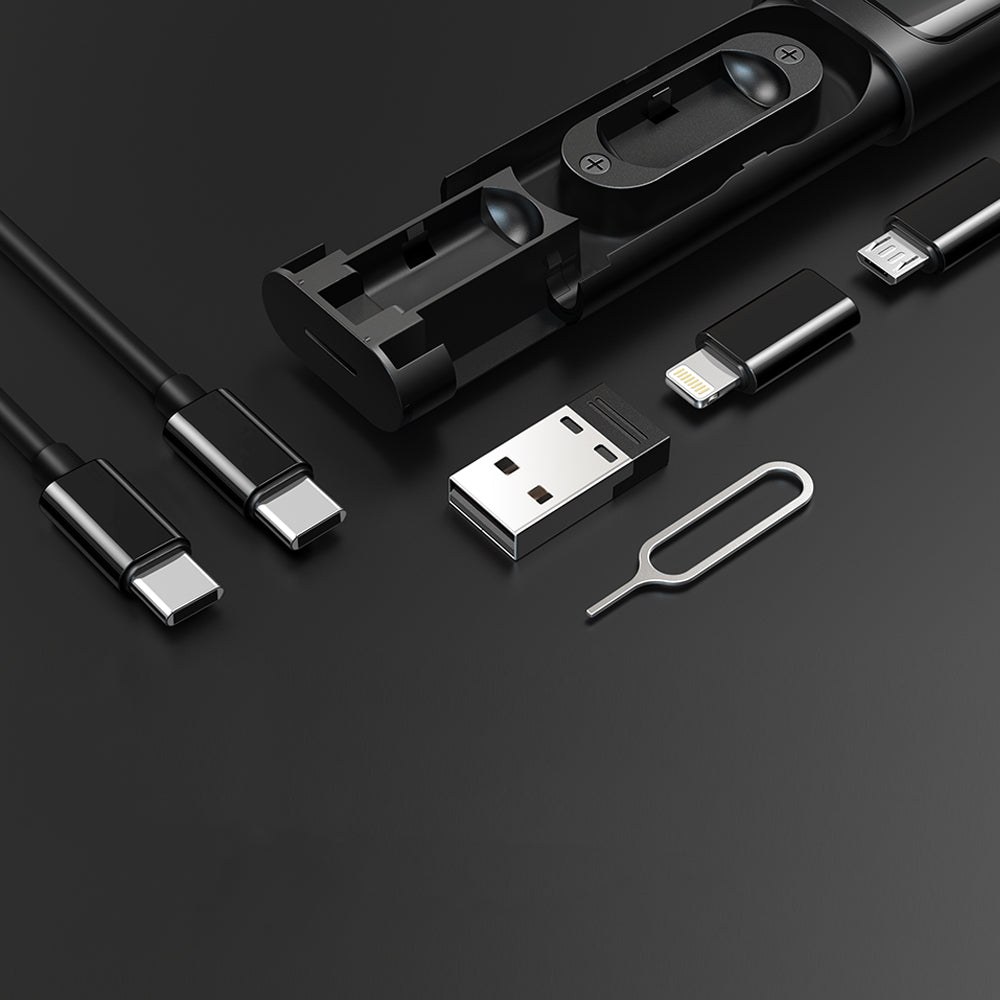 Mcdodo - Storage Box (WF-1720) - USB-C Cable 0.3m, PD60W, USB-C to Micro-USB/iP/USB Adaptor, SIM Eject Pin, Card Slot - Black