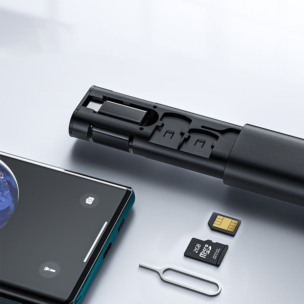 Mcdodo - Storage Box (WF-1720) - USB-C Cable 0.3m, PD60W, USB-C to Micro-USB/iP/USB Adaptor, SIM Eject Pin, Card Slot - Black