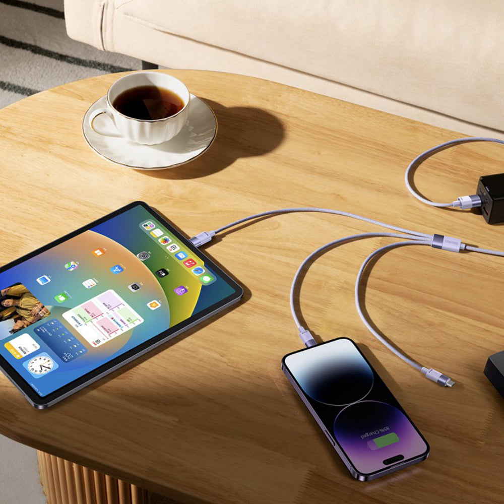 Baseus - Data Cable StarSpeed (CAXS000005) - Fast Charging, USB to Lightning, Micro-USB, USB-C, 20W, 5V/3.5A, 1.2m - Purple