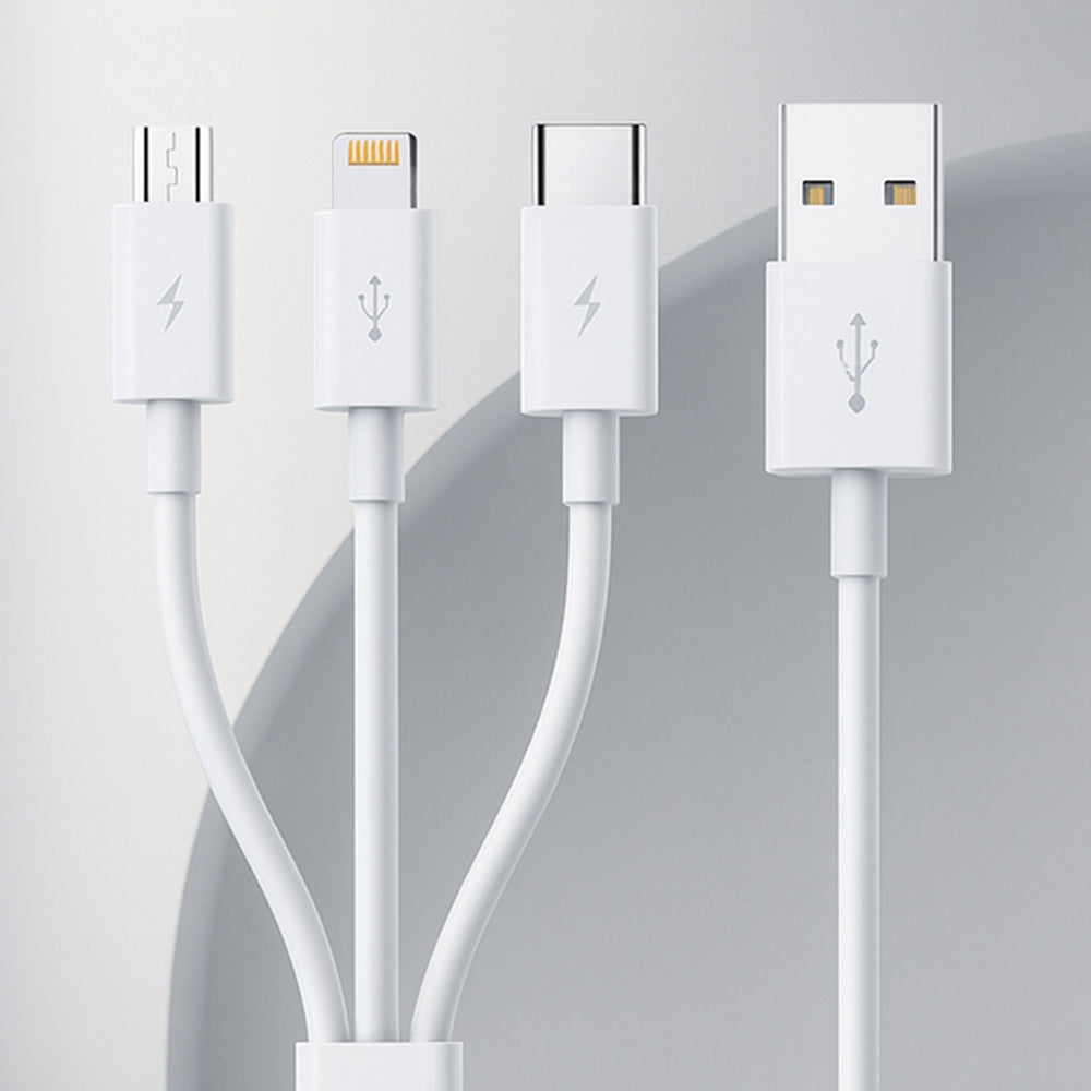 Baseus - Data Cable (P10377705213-00) - Fast Charge, USB to USB-C, Lightning, Micro-USB, 100W, 480Mbps, 1.5m - White