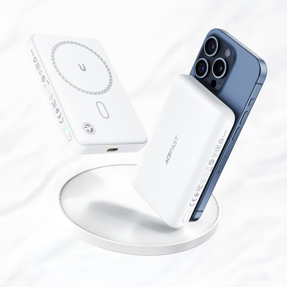 Acefast - Magnetic Wireless Power Bank (M26-10000) - MagSafe, Fast Charging, USB-C, 10000mAh, 20W, 5V/3A, LED - White