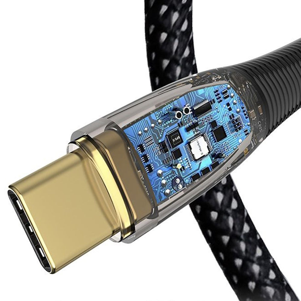 Lito - Data Cable Transparent (LD01) - Type-C to Lightning, Fast Charging 27W, Braided, Gold Plated Interface, 1.2m - Black