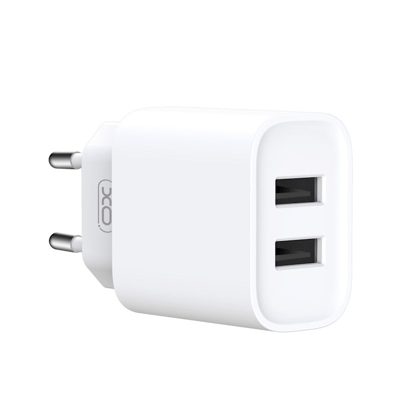 XO wall charger CE02C 2x USB 2,1A white – Φορτιστής Ταχείας Φόρτισης Τοίχου Ταξιδίου με καλώδιο USB-C