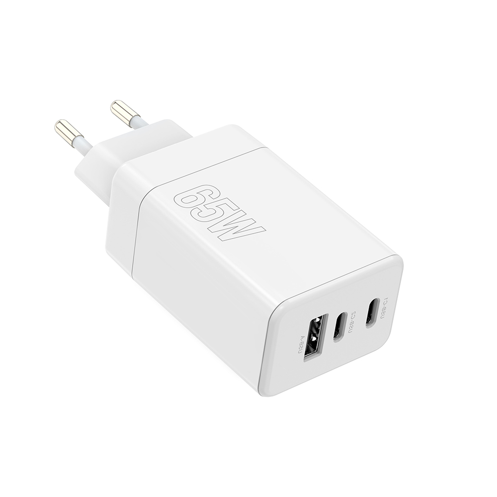 Maxlife MXTC‑08 (65ACC) Φορτιστής Επιτραπέζιος, 2× USB‑C & 1× USB‑A, 65 W – Λευκό