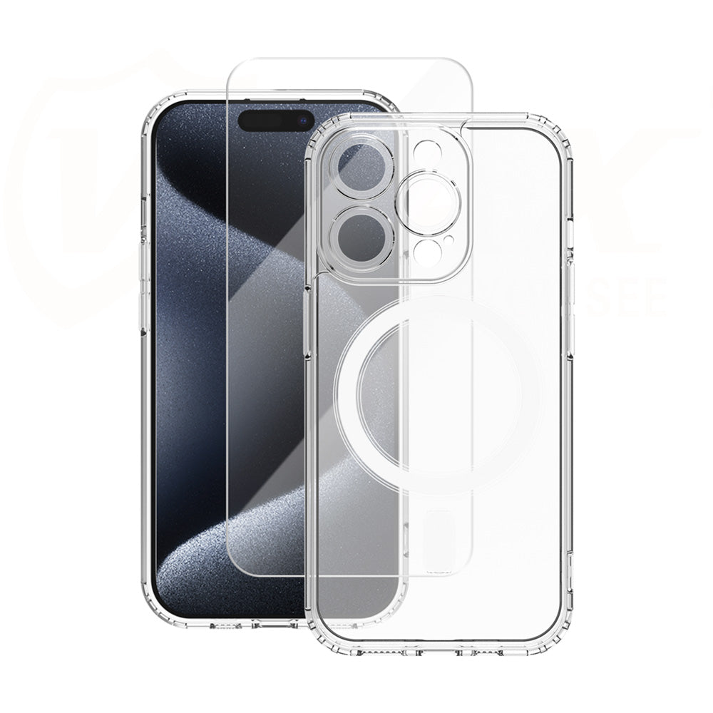 Vmax - Mag Case & Glass 2.5D Premium Set For Iphone 15 Pro Max-Σετ Θήκη & Tempered Glass Για Iphone 15 Pro Max -Διάφανο – Θήκη για κινητό από το PhoneBazaar.gr