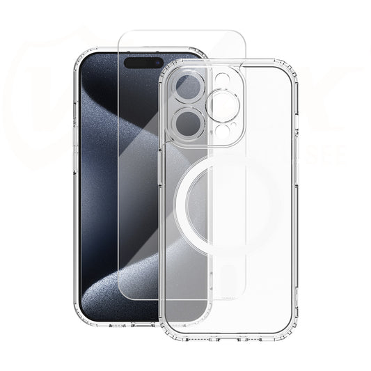 Vmax - Mag Case & Glass 2.5D Premium Set For Iphone 15 Pro Max-Σετ Θήκη & Tempered Glass Για Iphone 15 Pro Max -Διάφανο – Θήκη για κινητό από το PhoneBazaar.gr
