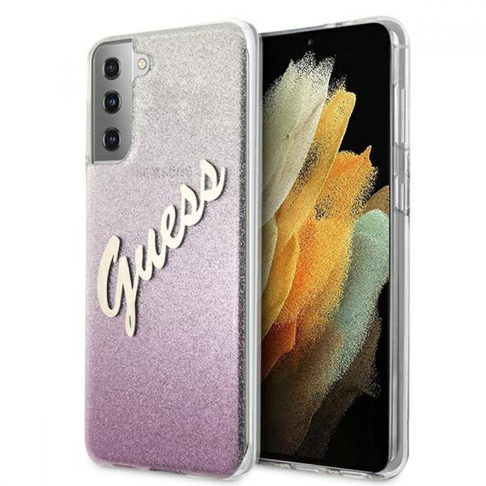 Guess Glitter Gradient Script Logo Θήκη Προστασίας Από Σιλικόνη – Samsung Galaxy S21 (Pink/Glitter) – Θήκη για κινητό από το PhoneBazaar.gr