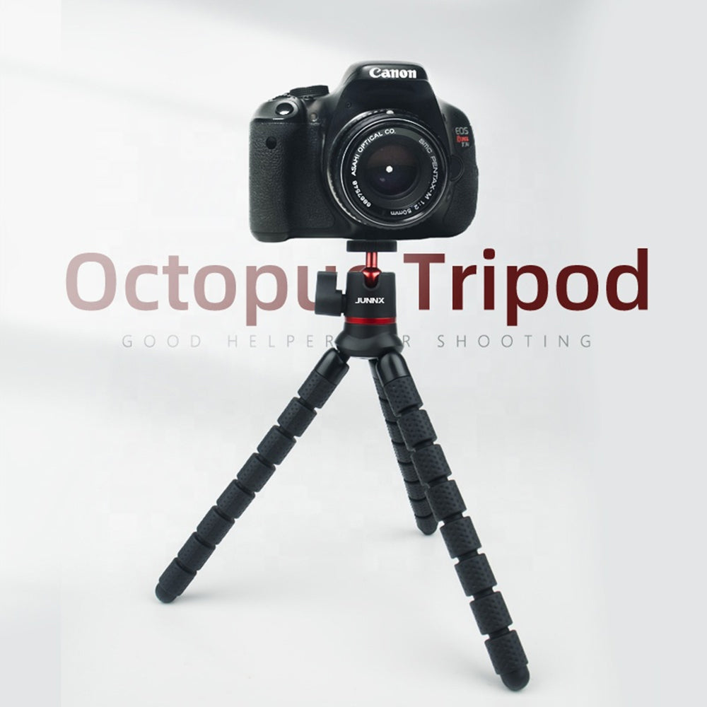 Techsuit - Octopus Tripod (JX-004) - for Phone and GoPro Action Camera, Portable, Flexible - Black