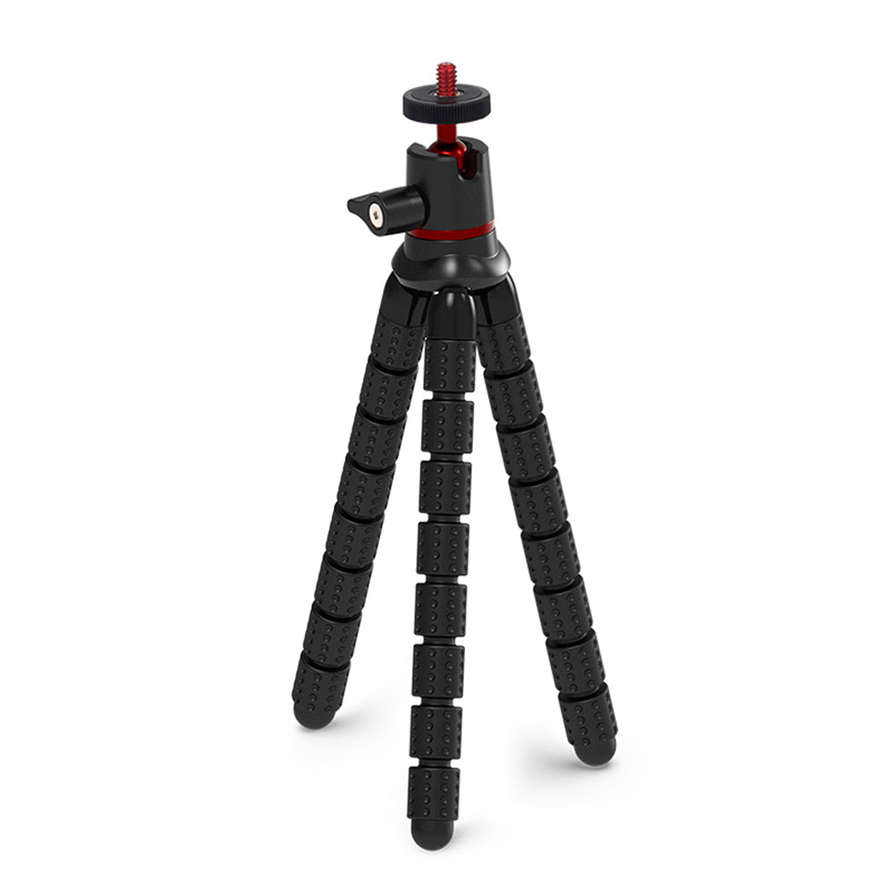 Techsuit - Octopus Tripod (JX-004) - for Phone and GoPro Action Camera, Portable, Flexible - Black