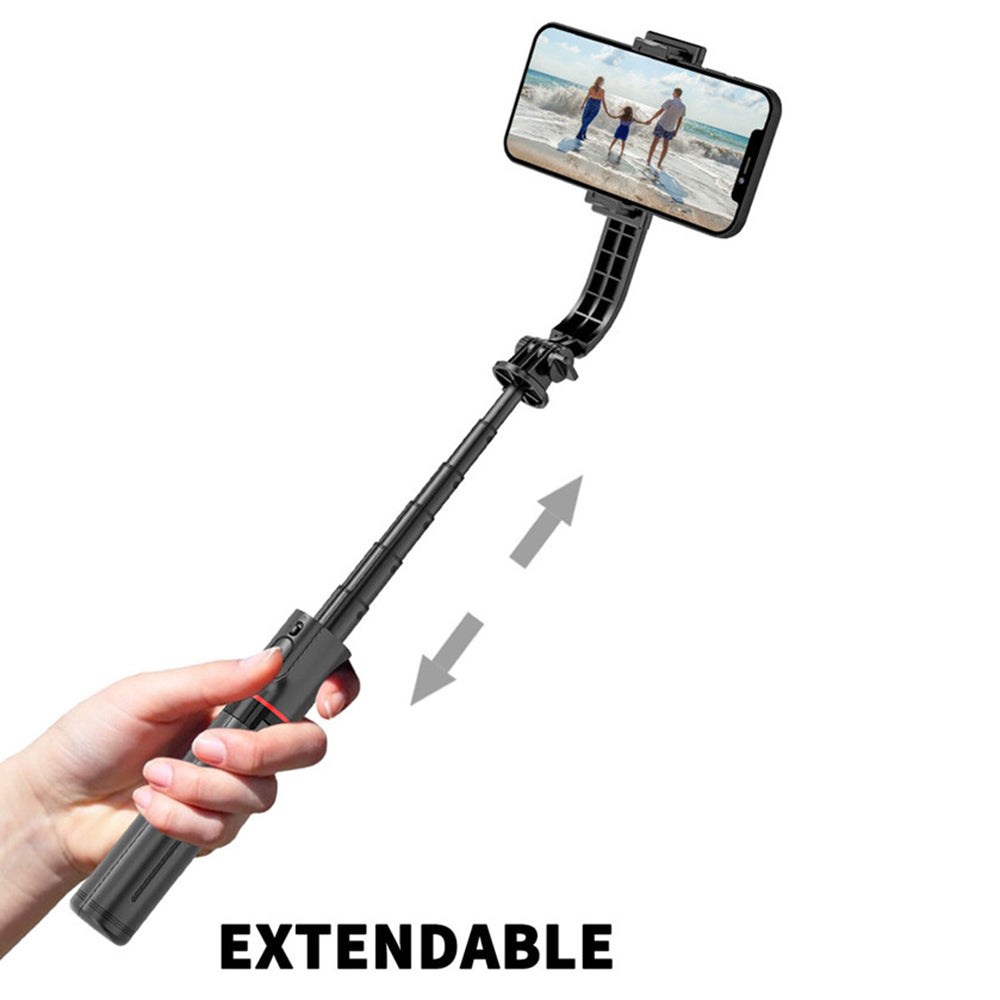 Techsuit - Selfie Stick (L12) - Stable Aluminum Tripod Foldable and Portable with Wireless Remote Control, 106cm - Black