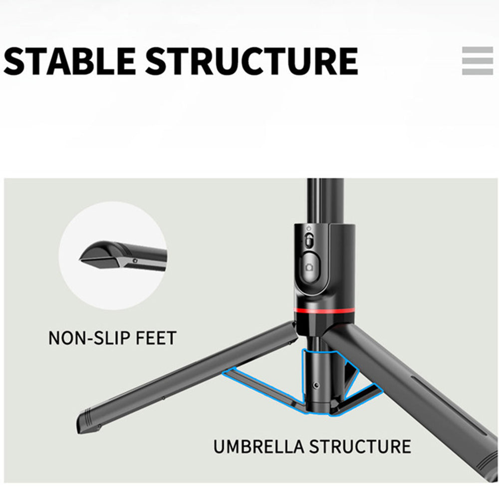 Techsuit - Selfie Stick (L12) - Stable Aluminum Tripod Foldable and Portable with Wireless Remote Control, 106cm - Black