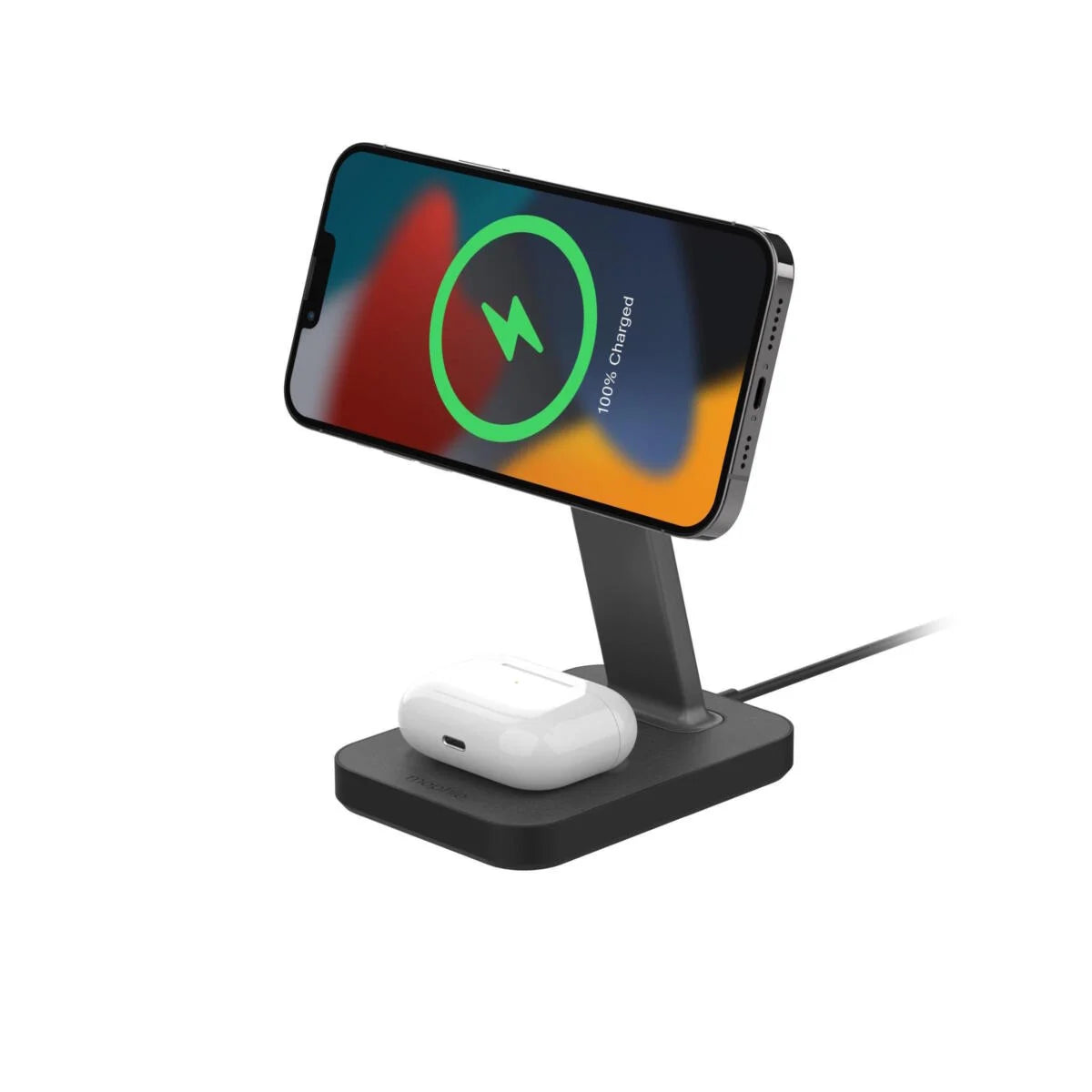 Mophie Snap+ 2 in 1 Charge Stand & Pad Οικιακός Μαγνητικός ταχυφορτιστής ισχύος 15W σε χρώμα γκρι
