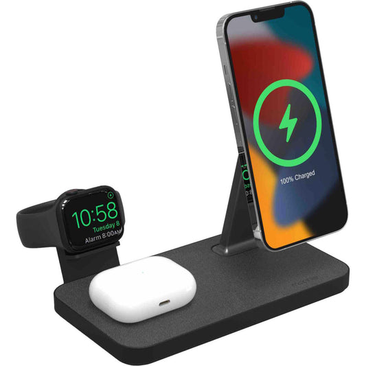 Mophie Snap+ 3 In 1 Charging Stand Οικιακός Μαγνητικός Ταχυφορτιστής Ισχύος 15W Σε Χρώμα Γκρι – Θήκη για κινητό από το PhoneBazaar.gr