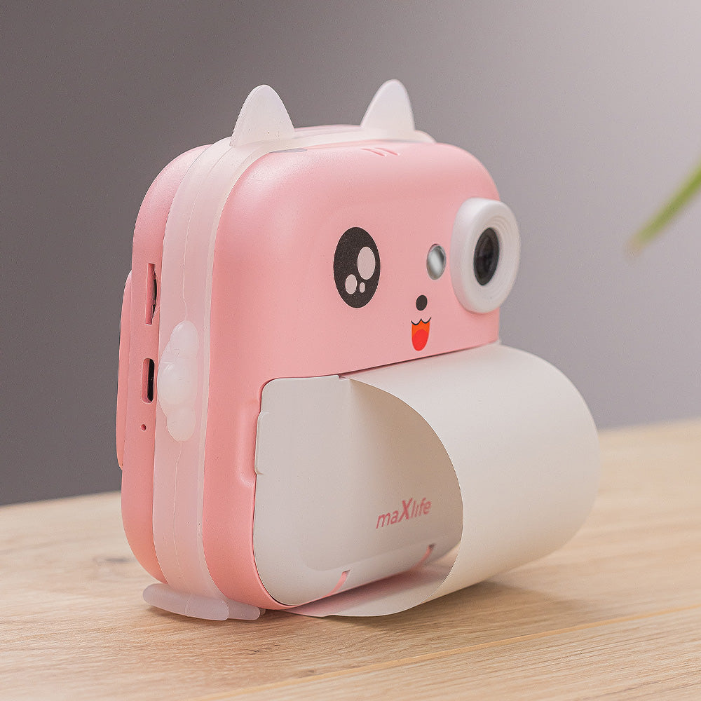 Maxlife printing camera MXPC-100 pink - Παιδική ψηφιακή φωτογραφική μηχανή στιγμιαιας εκτύπωσης σε ροζ χρώμα