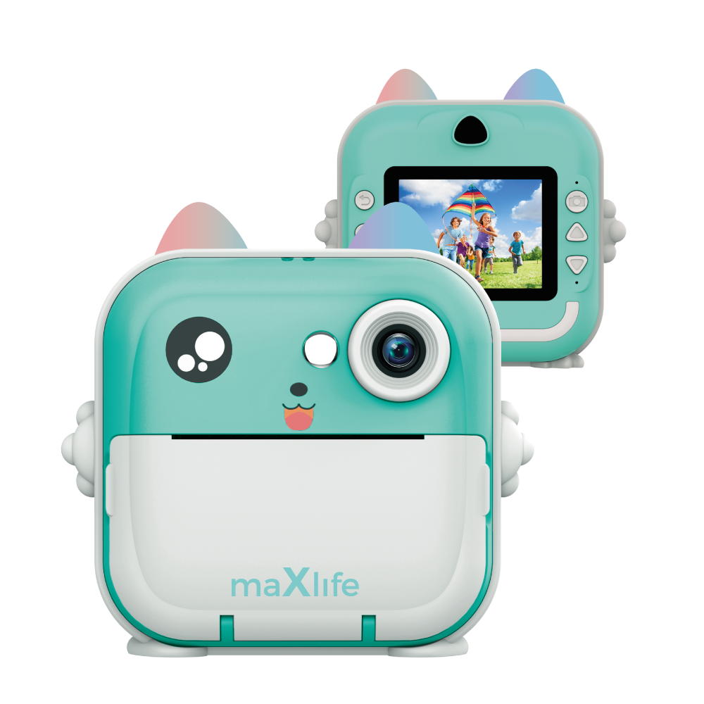 Maxlife printing camera MXPC-100 blue - Παιδική ψηφιακή φωτογραφική μηχανή στιγμιαιας εκτύπωσης σε μπλε χρώμα