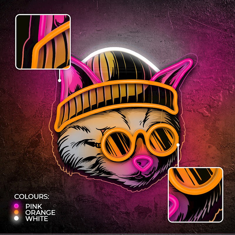 Forever Light Neon Art LED Cat Dreamer - Διακοσμητικό φωτιστικό τοίχου