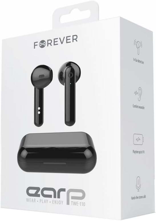 Forever - True Wireless  Earphones - Black -  Ακουστικά με Θήκη Φόρτισης σε μαύρο χρώμα