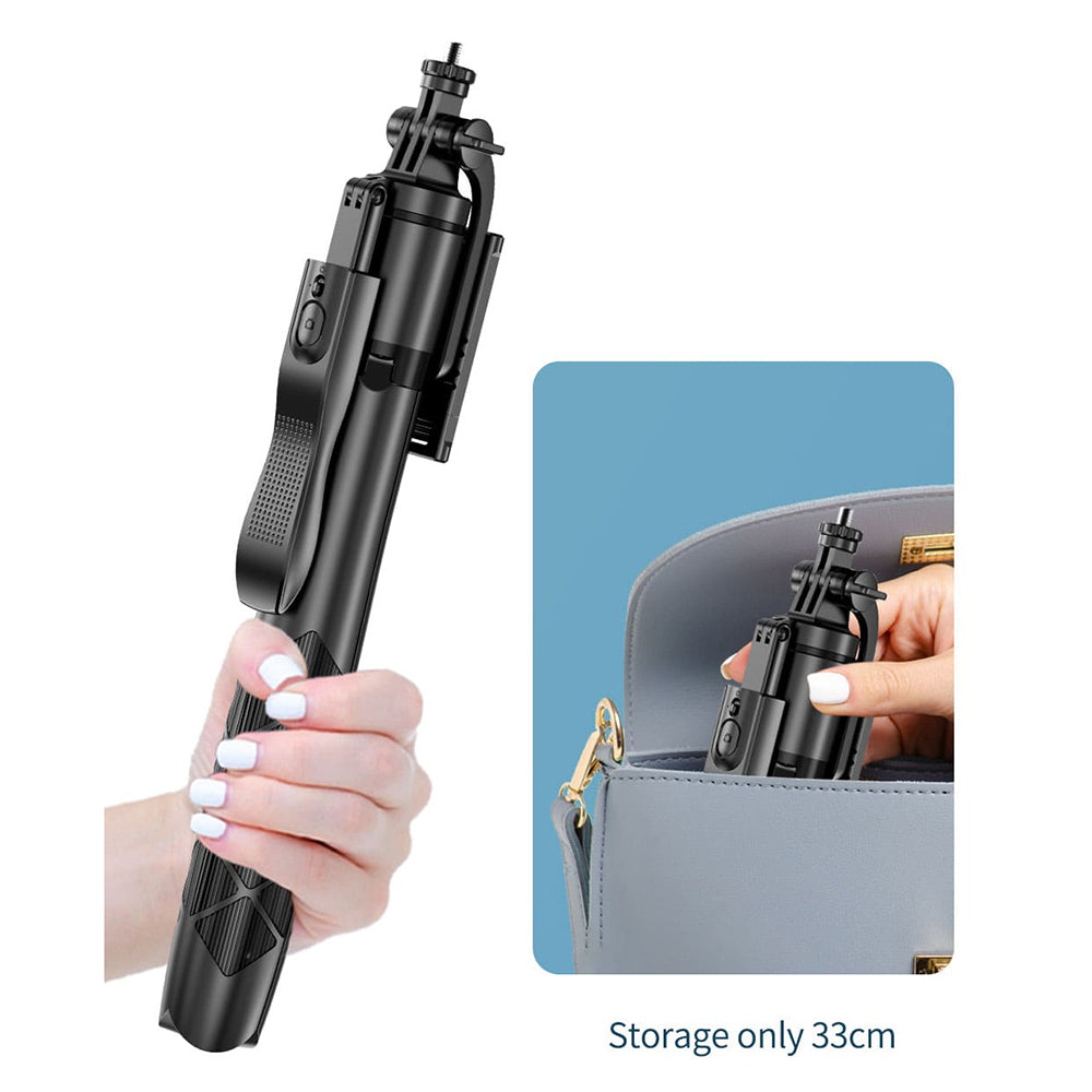 Techsuit - Selfie Stick (L16) - Stable Tripod Mount, 1/4 Screw Interface, Wireless Remote, Balance Steady Shot, 157cm - Black