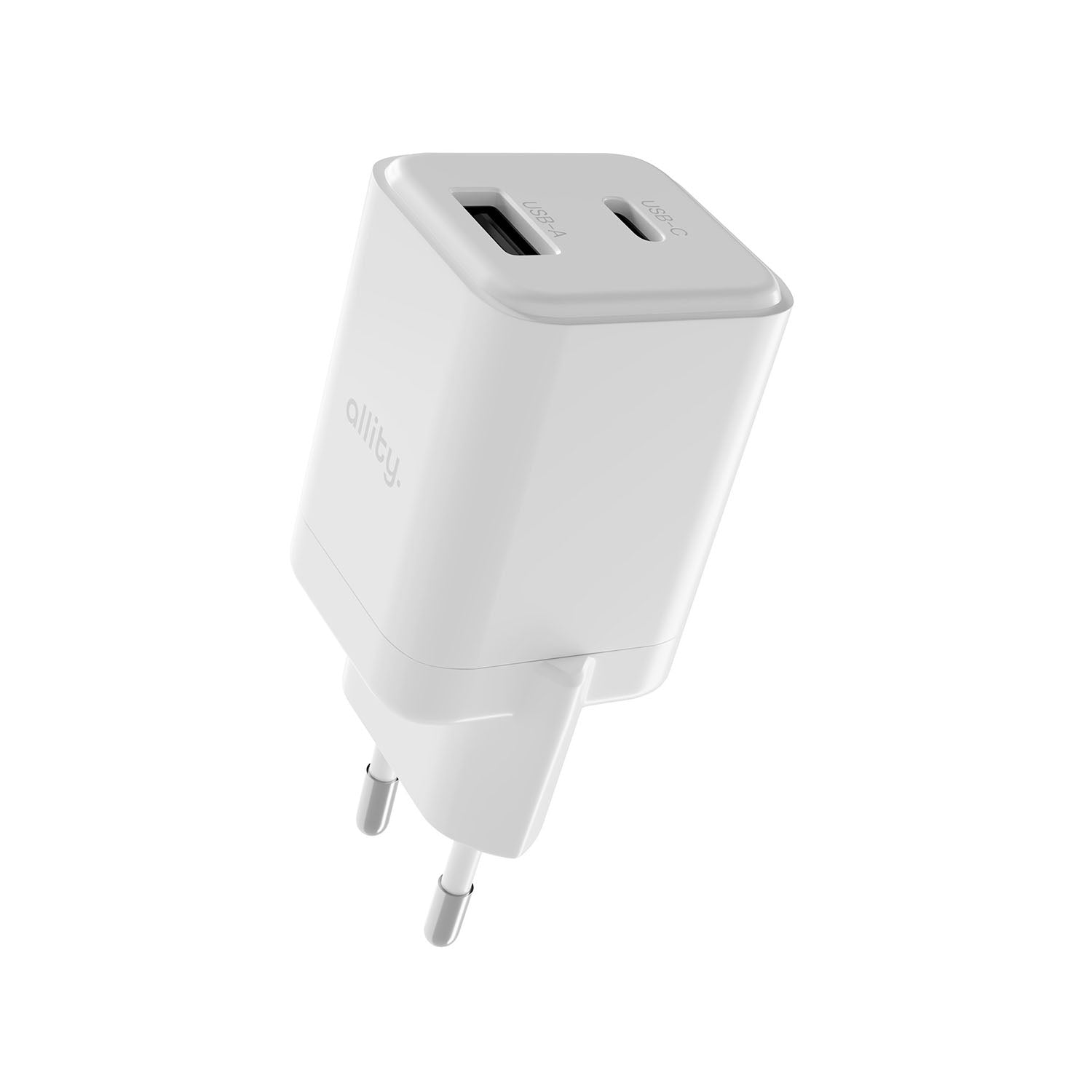 Φορτιστής τοίχου Allity GaN PD QC ATC-01-30WAC 1x USB-c 1x USB-a 30W λευκός