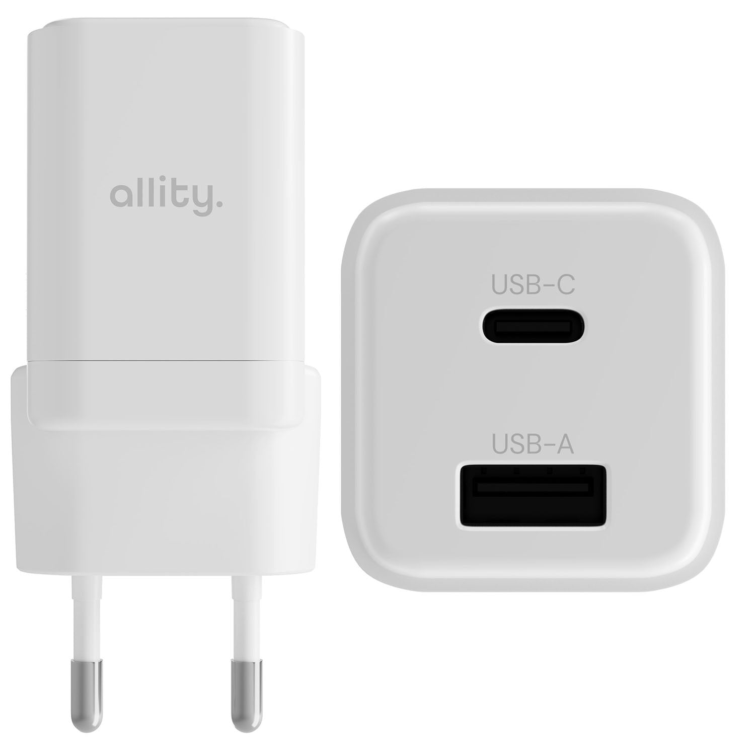 Φορτιστής τοίχου Allity GaN PD QC ATC-01-30WAC 1x USB-c 1x USB-a 30W λευκός