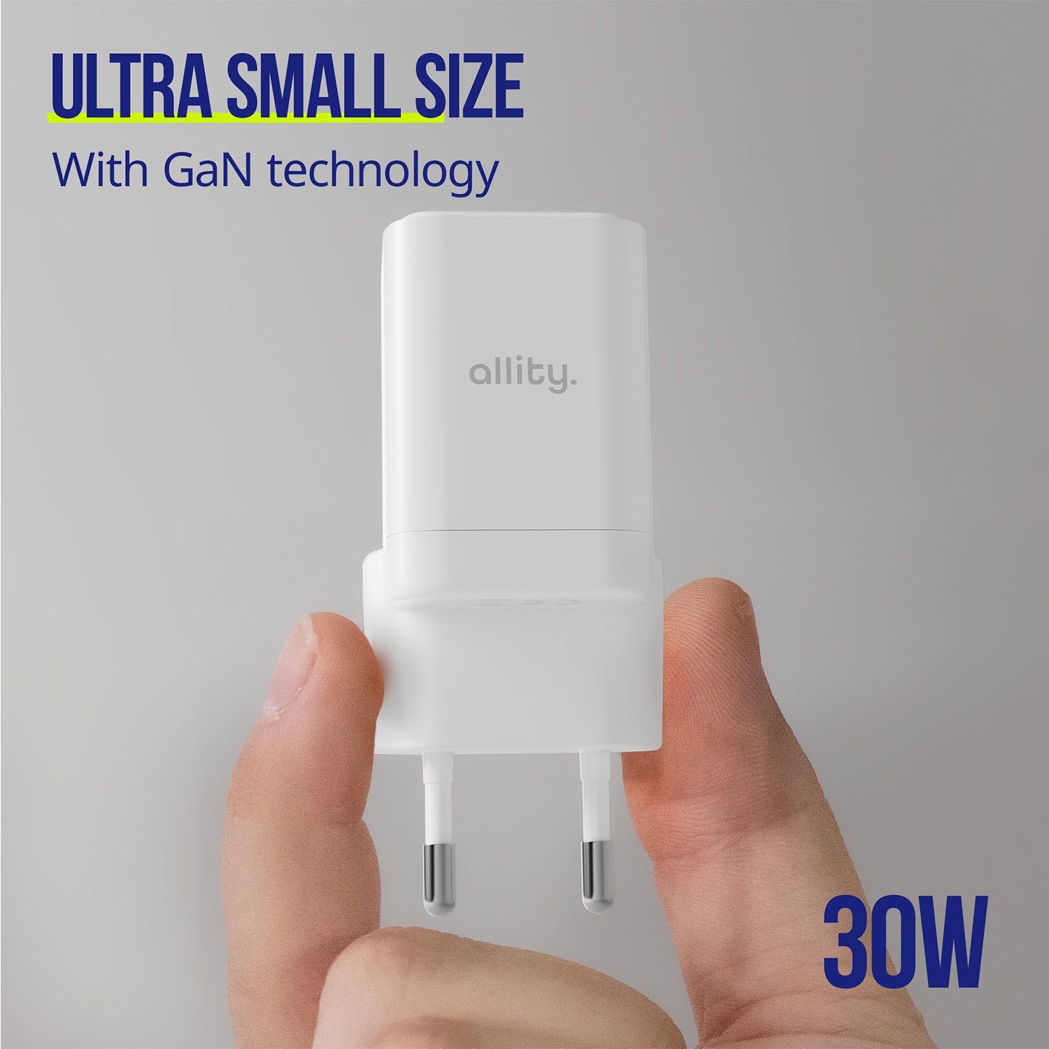 Φορτιστής τοίχου Allity GaN PD QC ATC-01-30WAC 1x USB-c 1x USB-a 30W λευκός