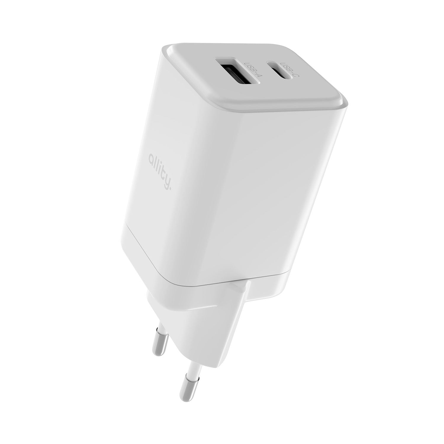 Φορτιστής τοίχου Allity GaN PD QC ATC-01-45WAC 1x USB-c 1x USB-a 45W λευκός
