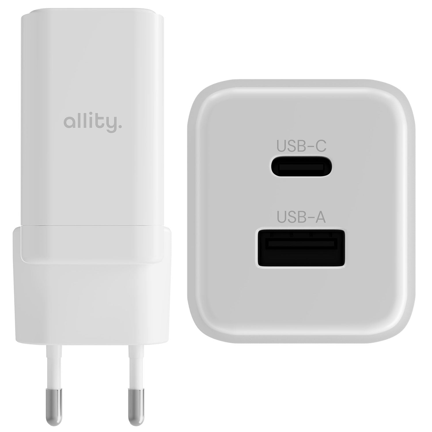 Φορτιστής τοίχου Allity GaN PD QC ATC-01-45WAC 1x USB-c 1x USB-a 45W λευκός