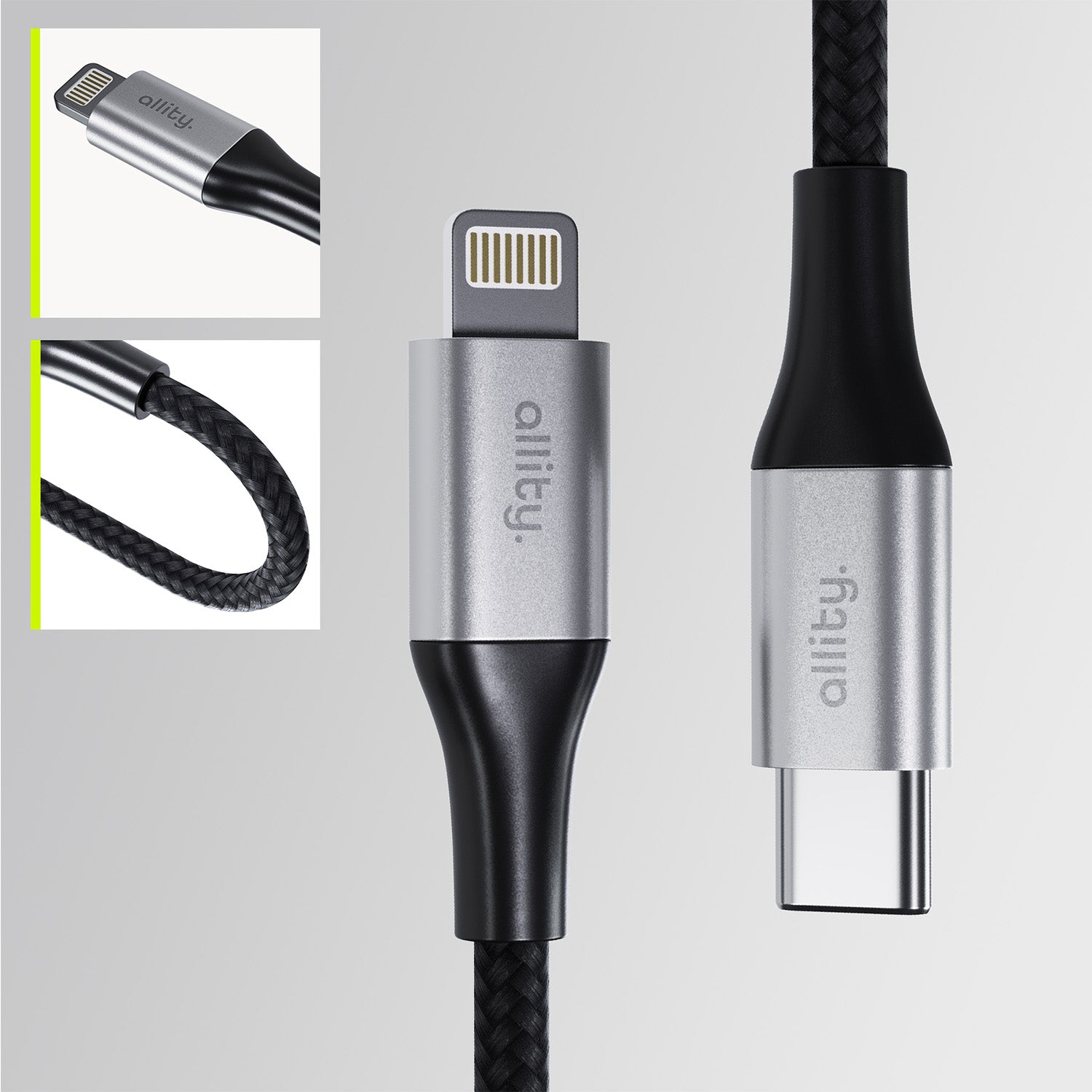 Καλώδιο Allity AUC-01 USB-c - lightning 2,0 m 27W μαύρο