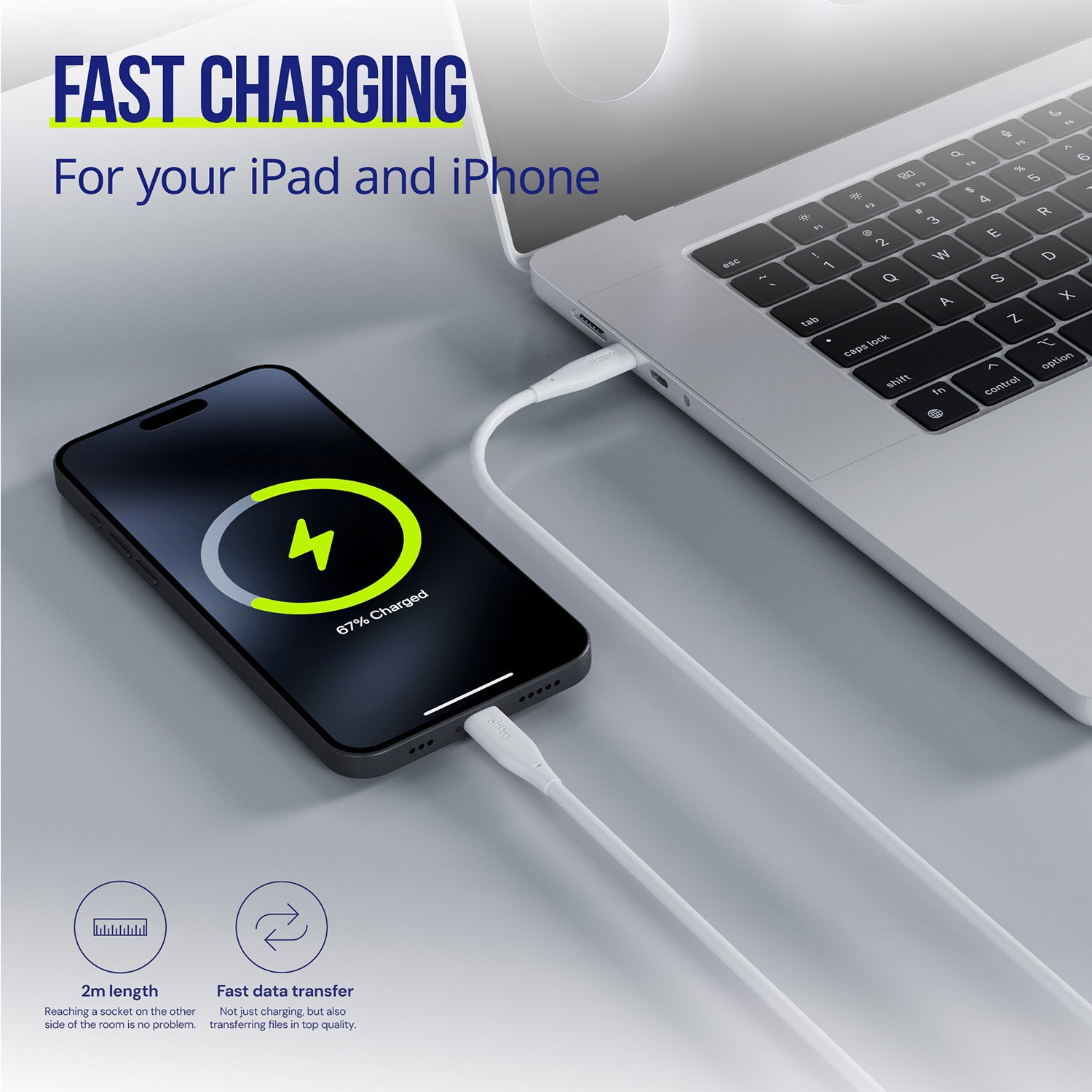 Καλώδιο Allity AUC-02 USB-c - lightning 2,0 m 27W λευκό