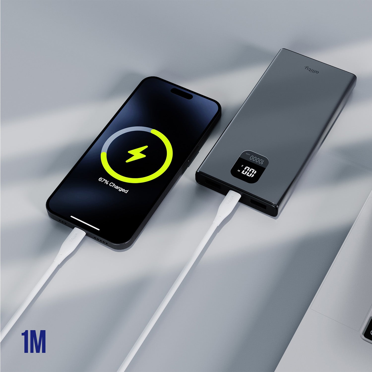 Καλώδιο Allity AUC-02 USB-c - USB-c 1,0 m 100W λευκό