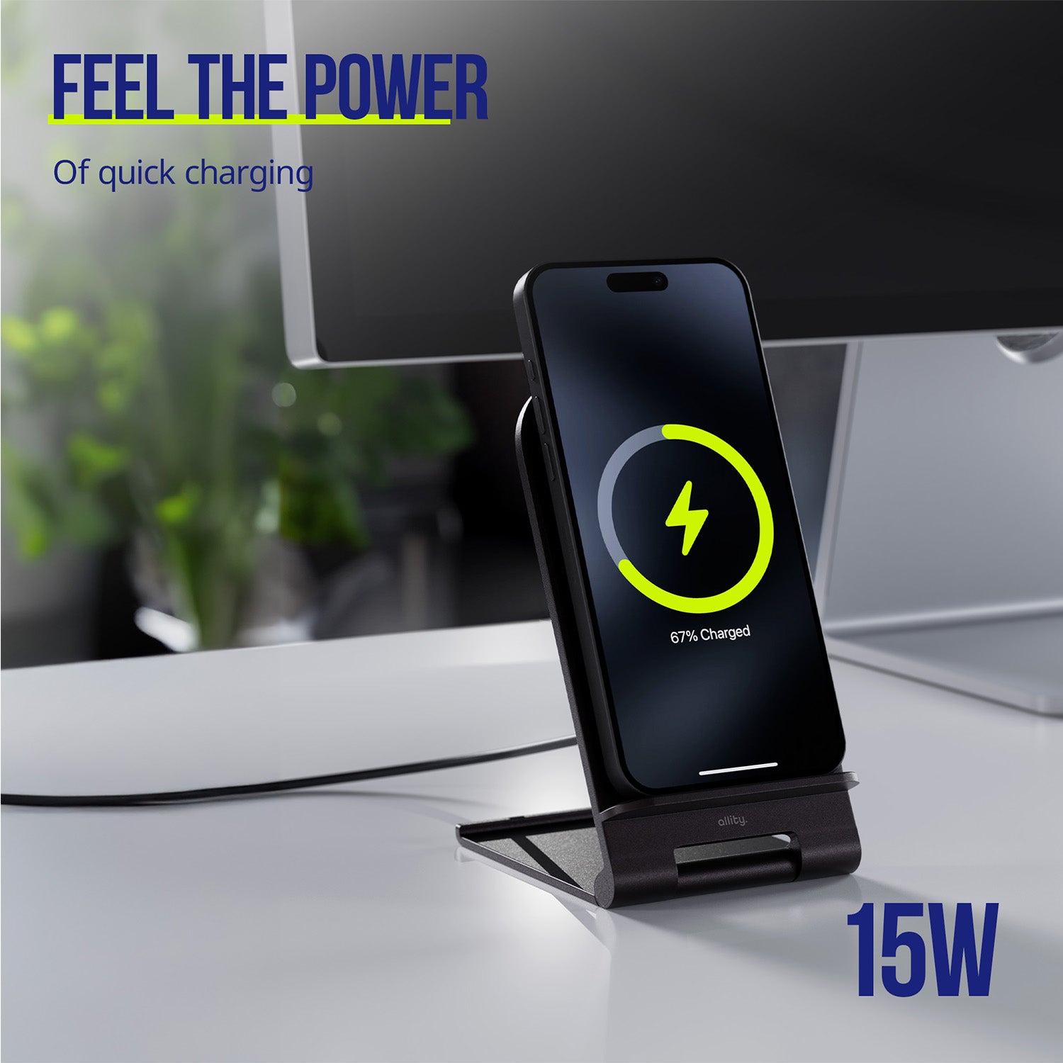 Ασύρματος φορτιστής Allity AWC-100-15W 15W γραφίτης