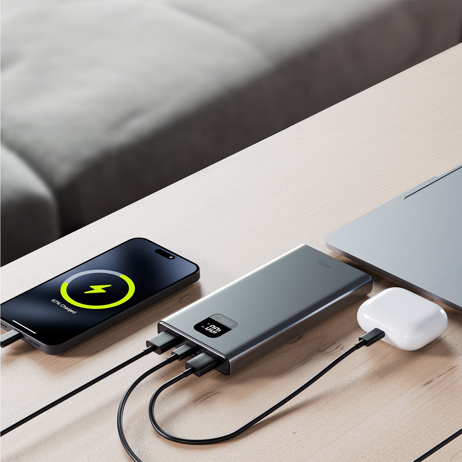 PowerBank Allity APB-100 PD QC 22,5W 10.000 mAh γκρι
