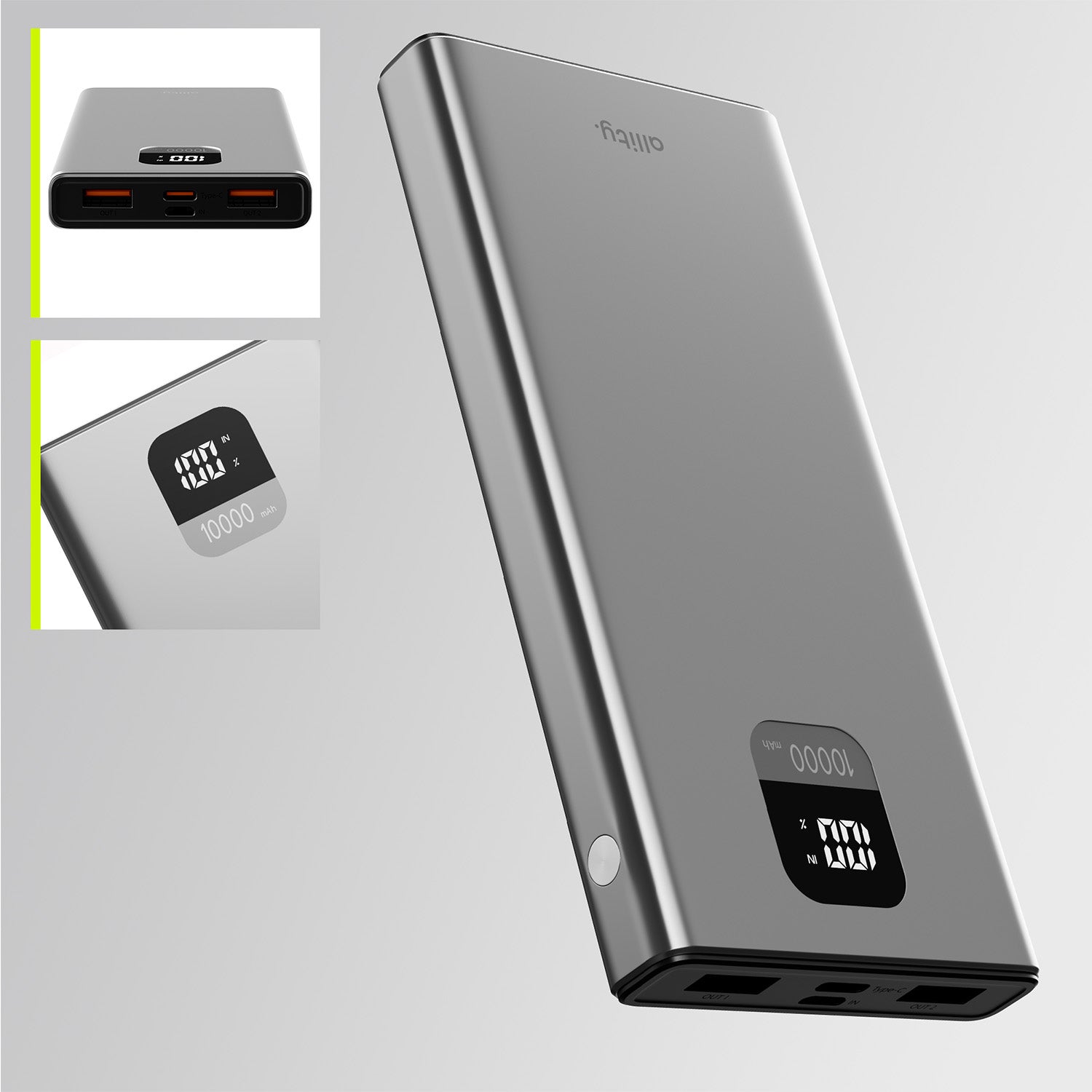 PowerBank Allity APB-100 PD QC 22,5W 10.000 mAh γκρι
