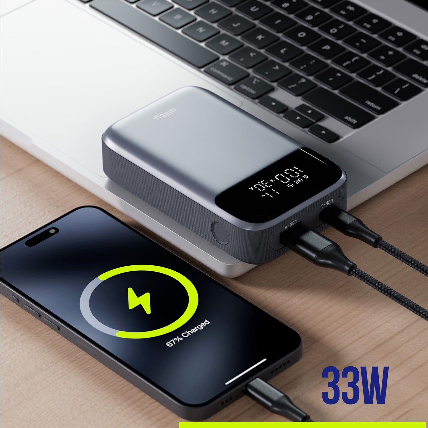 Allity power bank APB-200 PD QC 33W 10.000 mAh γκρι