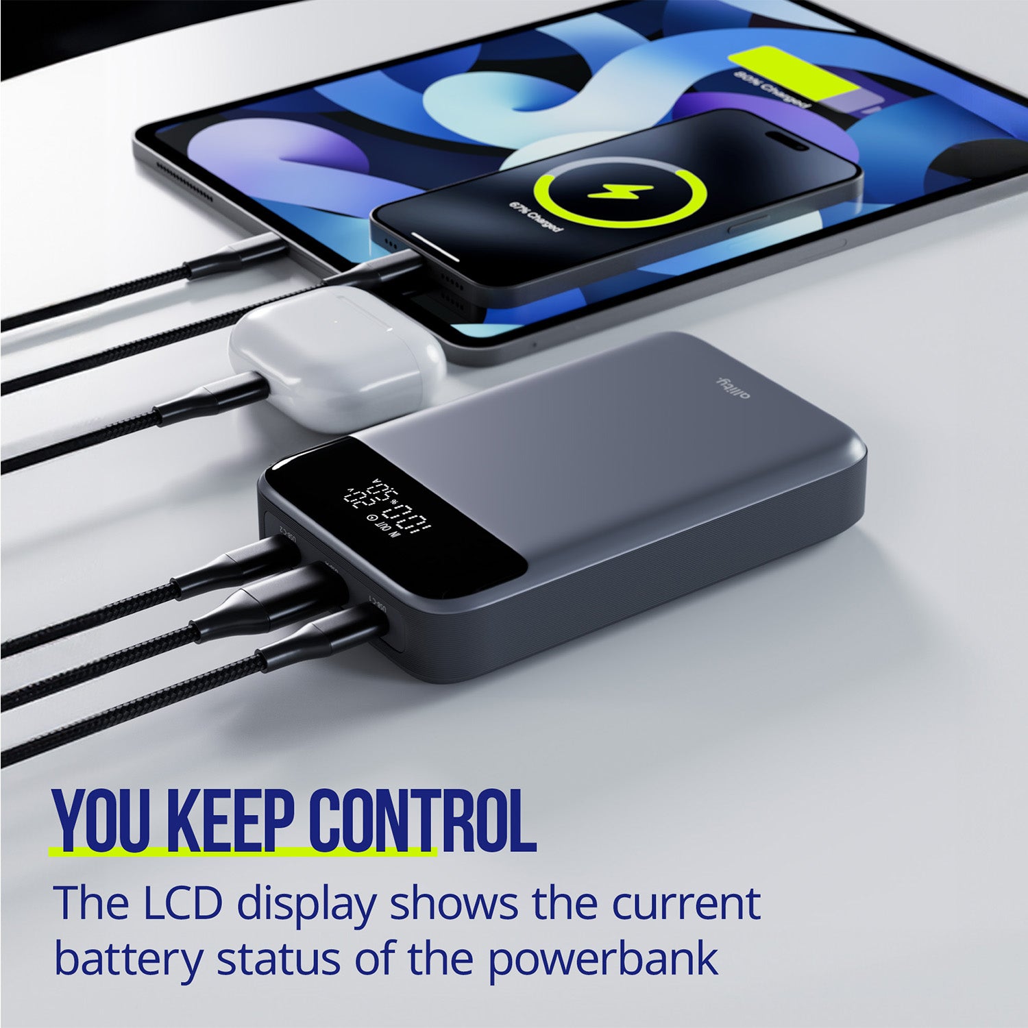 Φορητός φορτιστής Allity APB-200 PD για laptop QC 130W 19200 mAh γκρι
