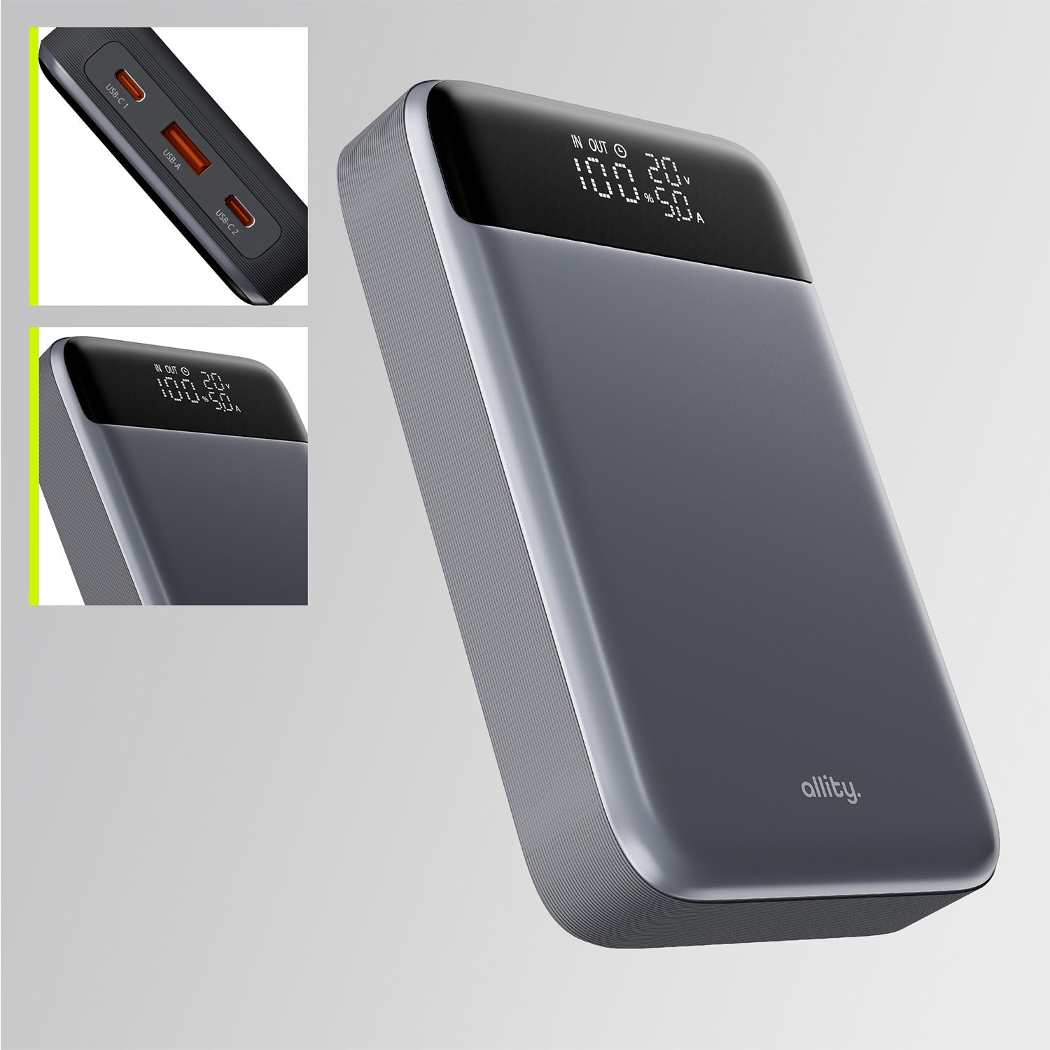 Φορητός φορτιστής Allity APB-200 PD για laptop QC 130W 19200 mAh γκρι