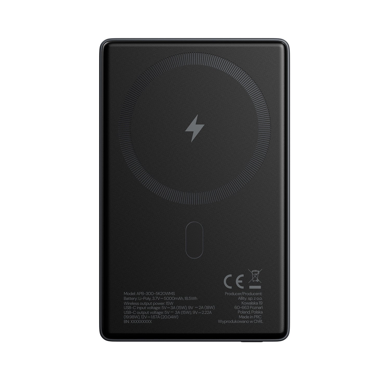Allity ασύρματο power bank APB-300 PD QC 20W 5000 mAh μαγνητικό γκρι
