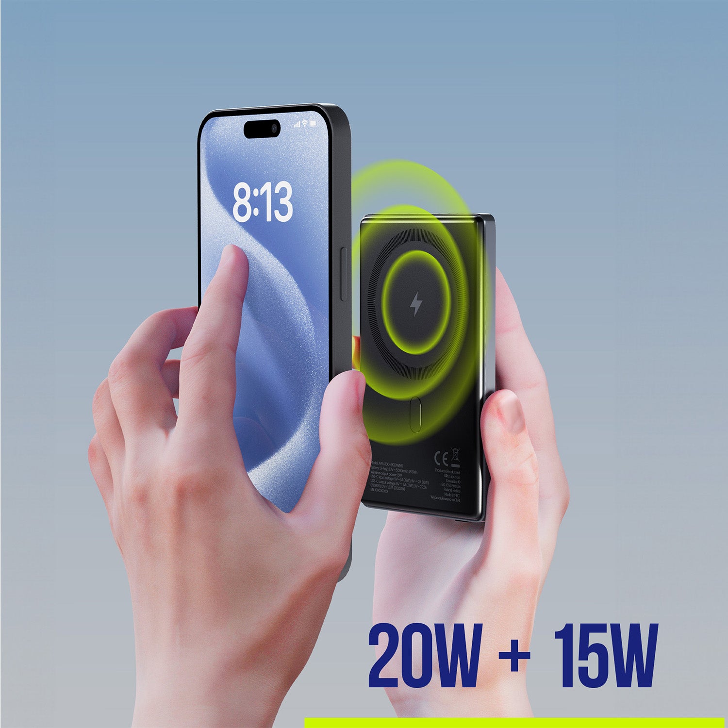Allity ασύρματο power bank APB-300 PD QC 20W 5000 mAh μαγνητικό γκρι
