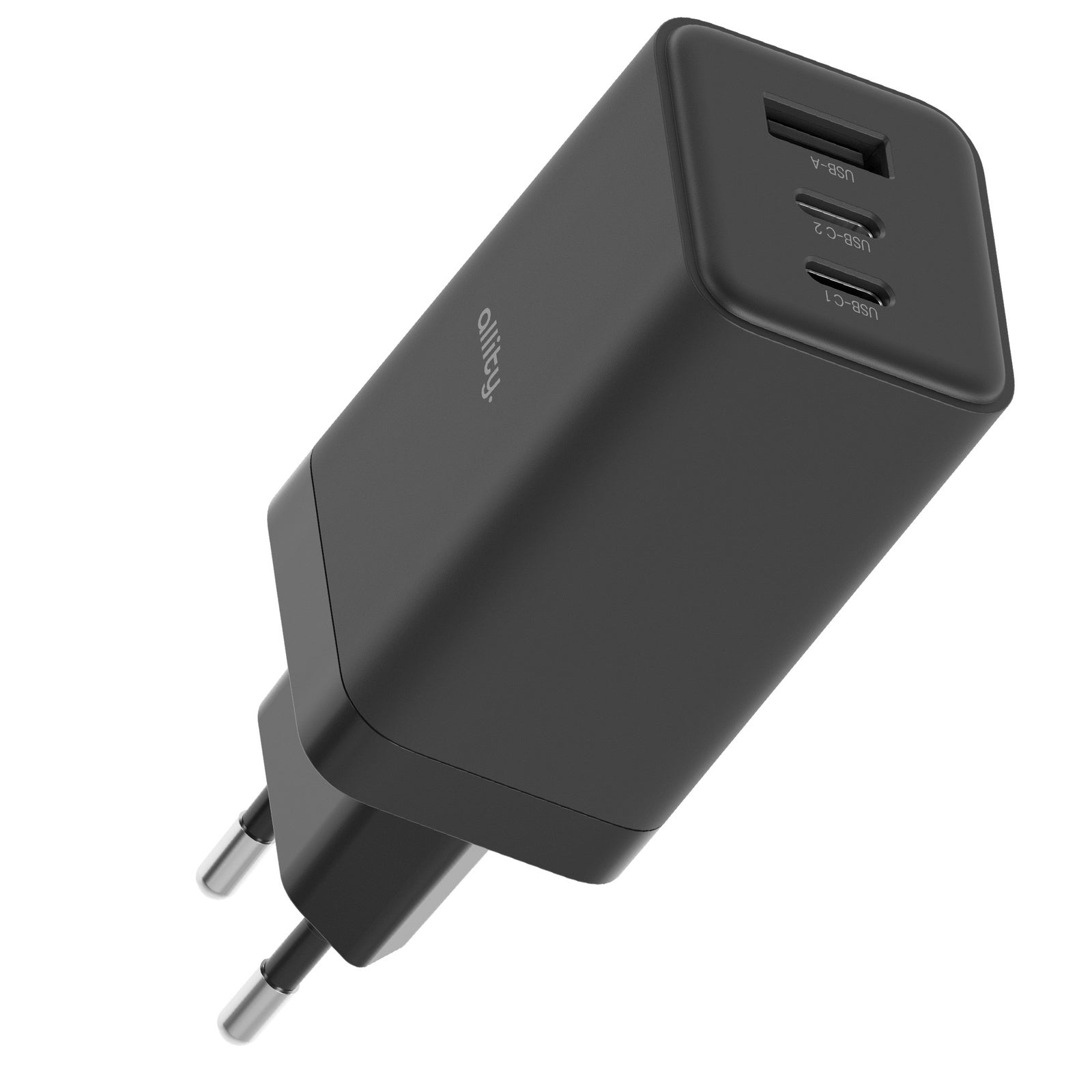 Φορτιστής τοίχου Allity GaN PD QC ATC-01-65WACC 2x USB-c 1x USB-a 65W μαύρος
