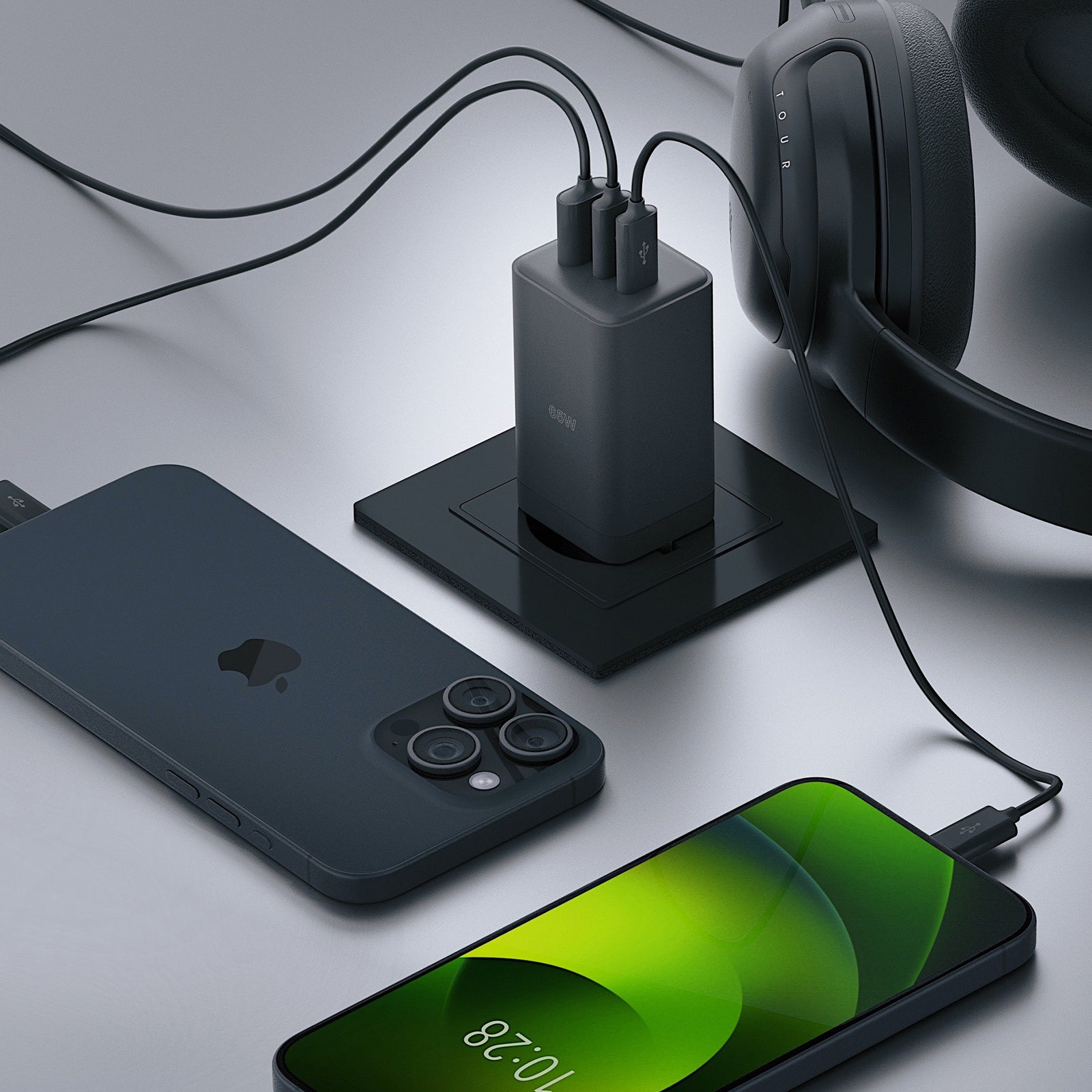 Φορτιστής τοίχου Allity GaN PD QC ATC-01-65WACC 2x USB-c 1x USB-a 65W μαύρος