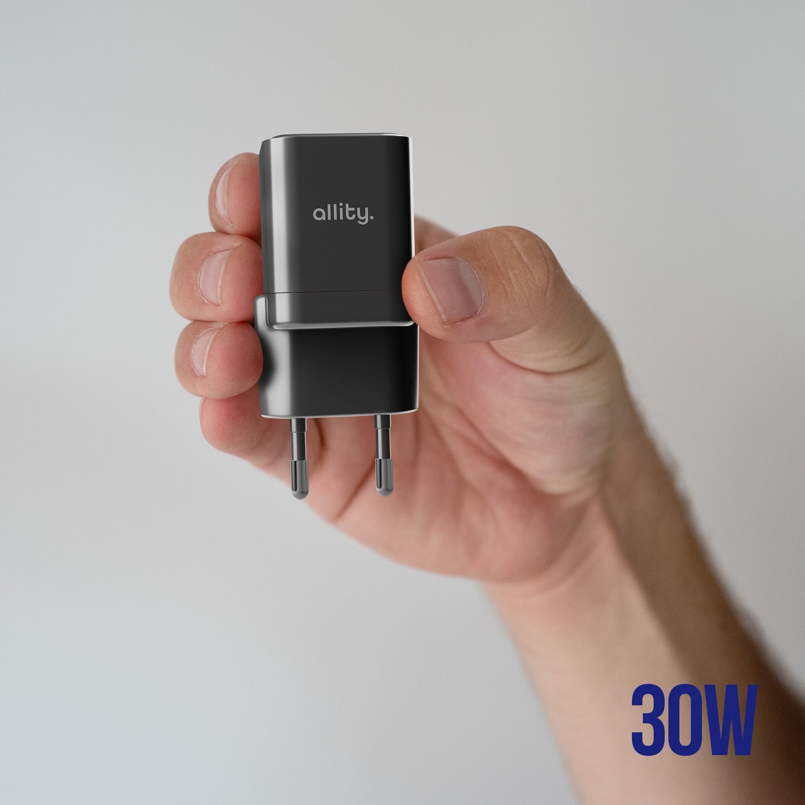 Φορτιστής τοίχου Allity GaN PD QC ATC-01-30WAC 1x USB-c 1x USB-a 30W μαύρος